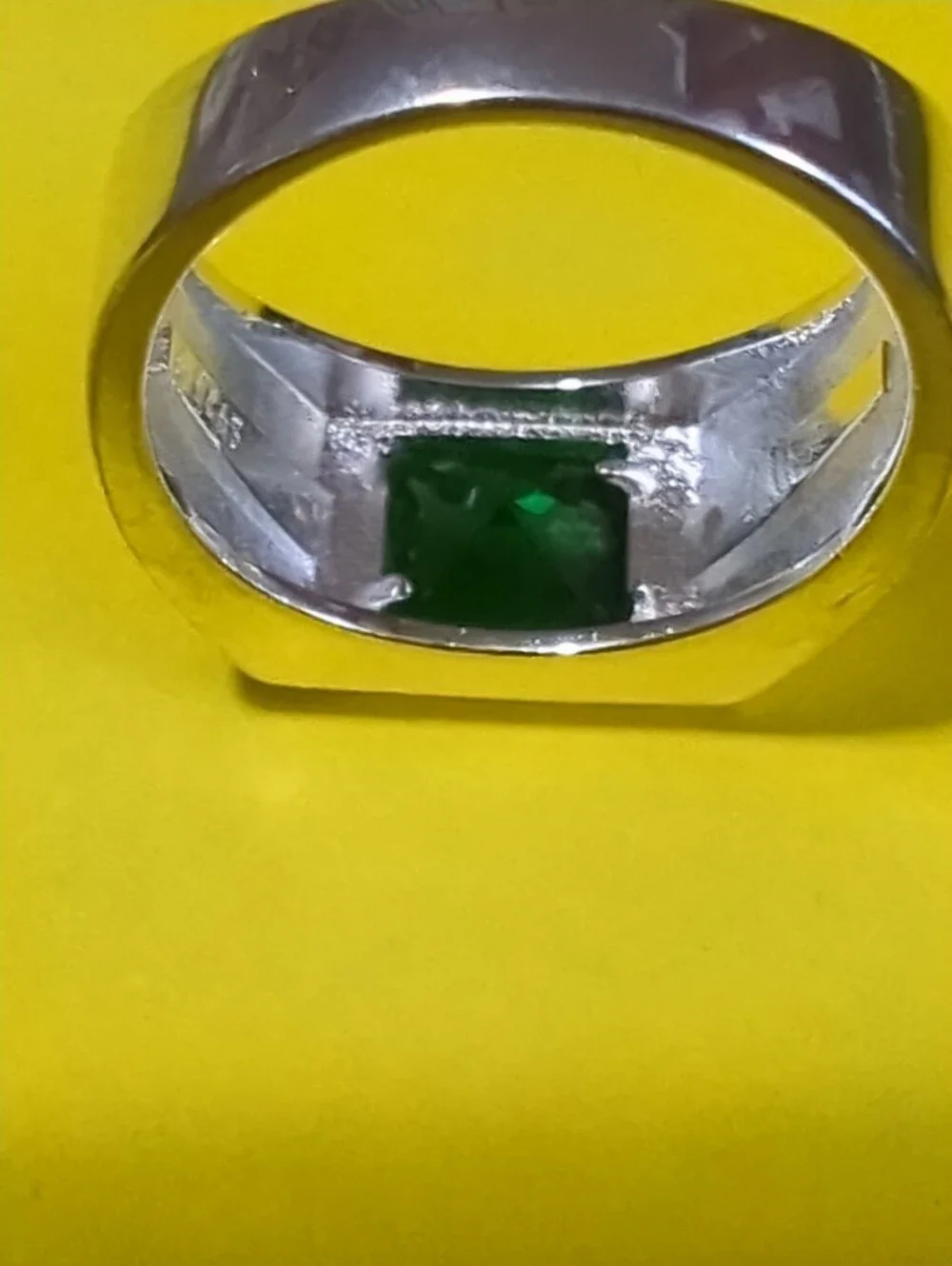 925 Sterling Silver Emerald Gemstone Ring Lab Grown Emerald & CZ Stones New